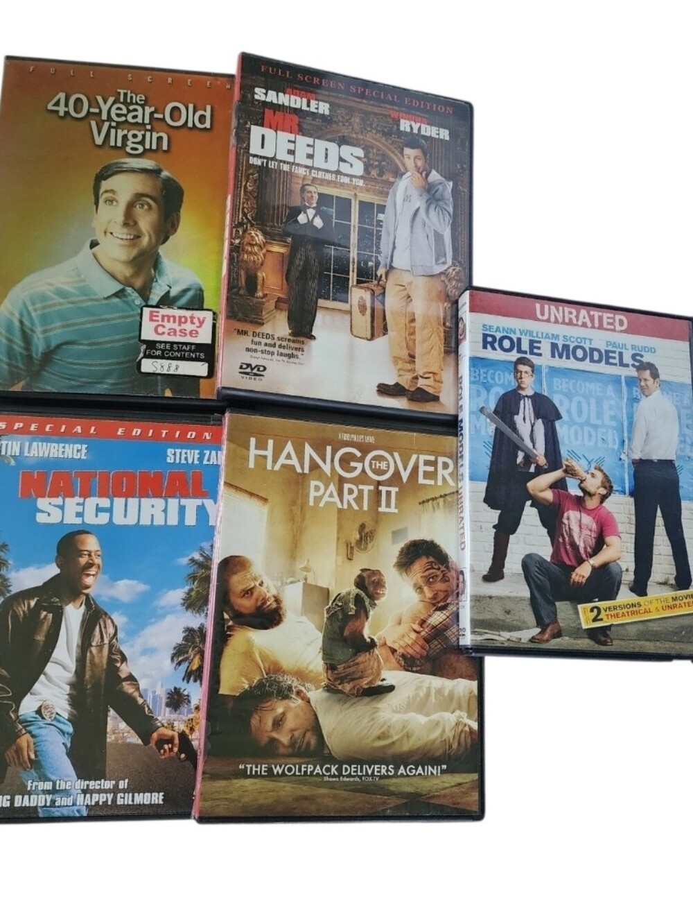 5pc Comedy Movie DVDs - Mr. Deeds, National Security, Role Models, Etc